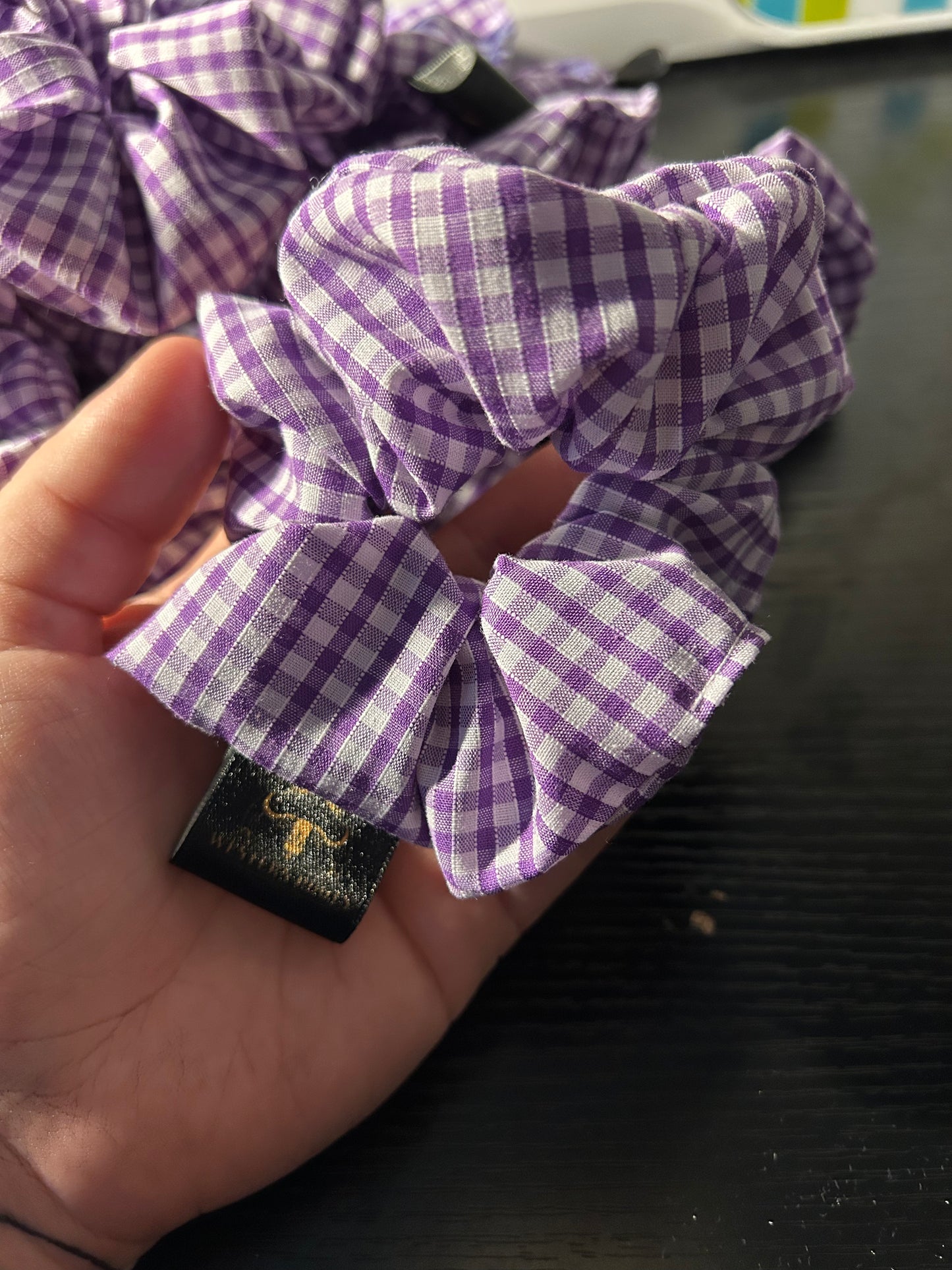Purple Gingham Scrunchie